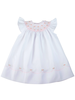 Feltman Brothers Pearl Flower Fly Sleeve Bishop Dress White/Pink