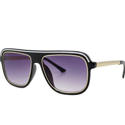Retro Flight Sunglasses {Black/Gold}