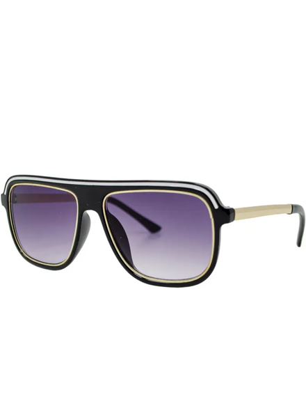 Retro Flight Sunglasses {Black/Gold}