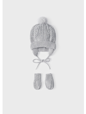 Mayoral Knit Hat Mittens Set {Gray}