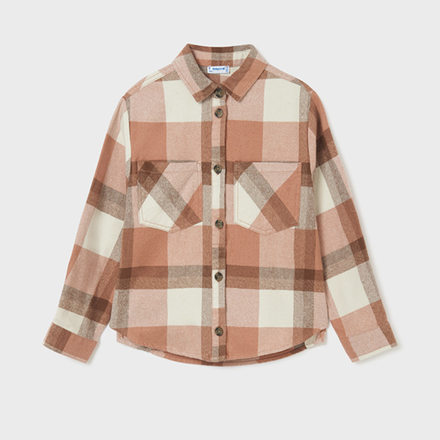 Mayoral Checked Overshirt w/ Suede pant Set {Rose}
