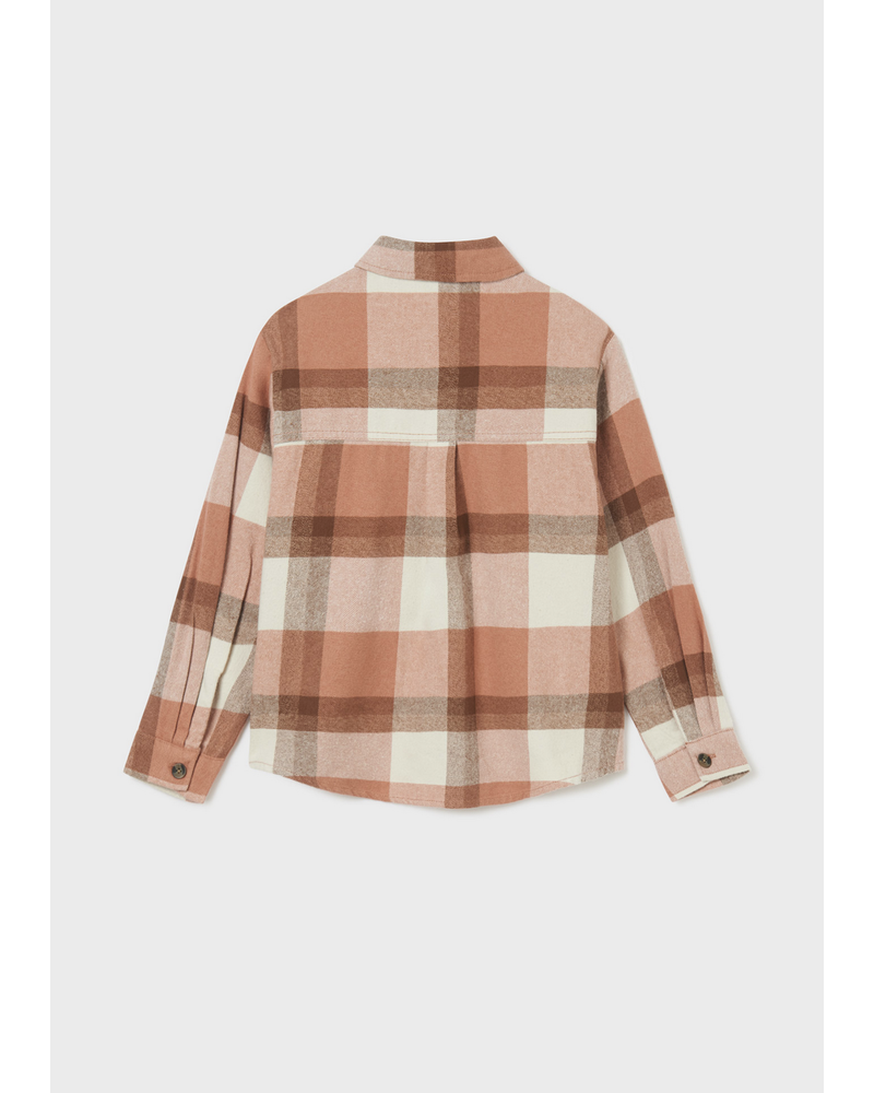 Mayoral Checked Overshirt w/ Suede Pant Set {Rose}
