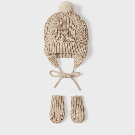 Mayoral Knit Hat Mittens Set {Khaki}