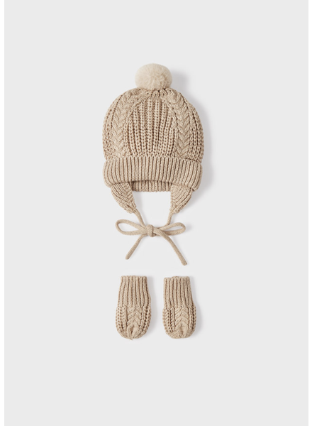 Mayoral Knit Hat Mittens Set {Khaki}