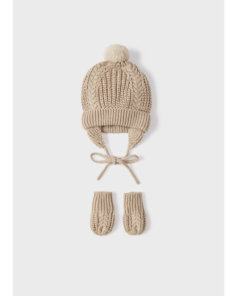 Mayoral Knit Hat Mittens Set {Khaki}