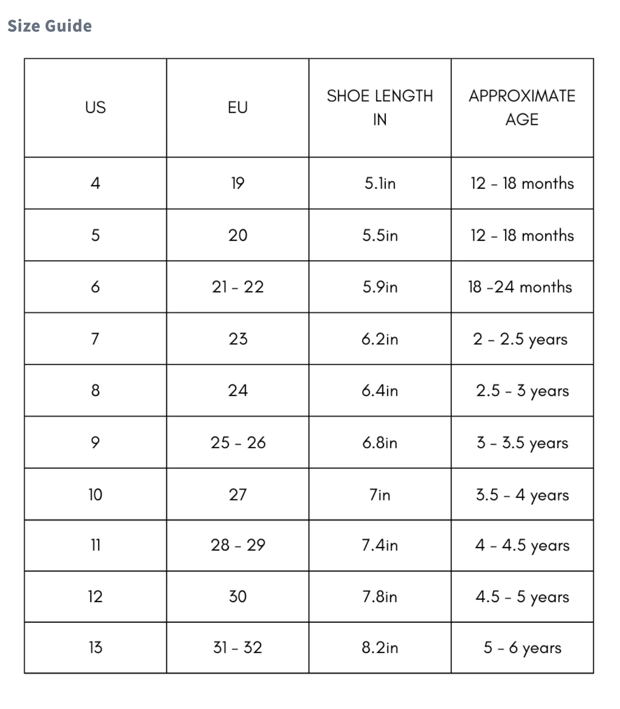 Sizing Chart – SSA Spirit Store