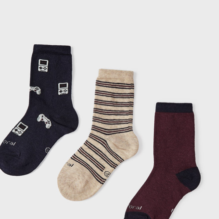 Mayoral Gaming 3 Pk Socks {Navy}