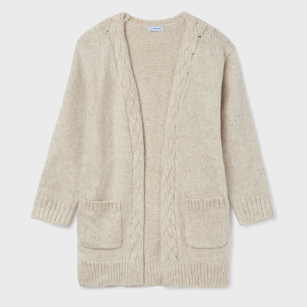 Mayoral Cable Knit Cardigan {Ivory}