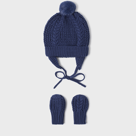 Mayoral Knit Hat Mittens Set {Navy}