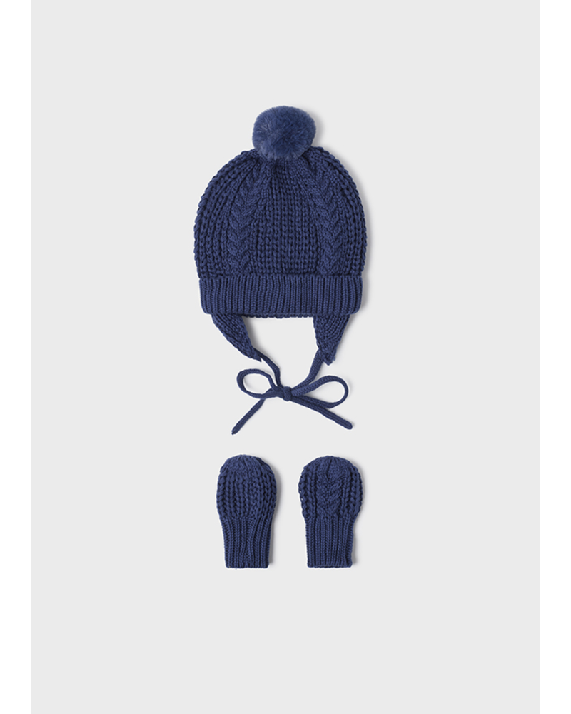 Mayoral Knit Hat Mittens Set {Navy}