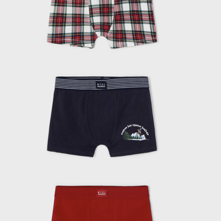 Mayoral 10304 Set of 3 Printed Boxers {Red}