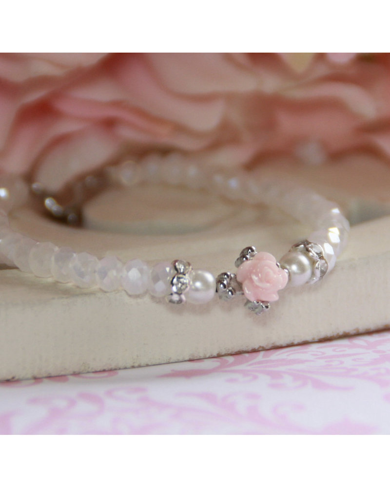 Collectables America Crystal w/ Pink Rose Bracelet
