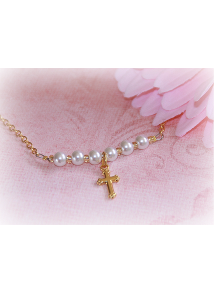 Collectables America Cross w/ Pearl Necklace