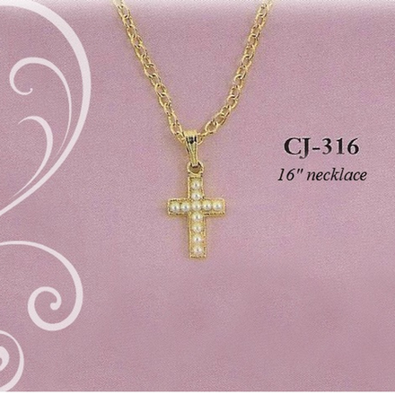 Collectables America Seed Pearl Cross Necklace