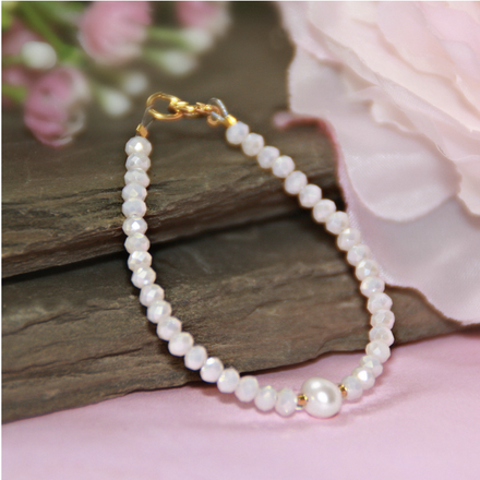 Collectables America FW Pearl w/ Crystal Bracelet 4.5"