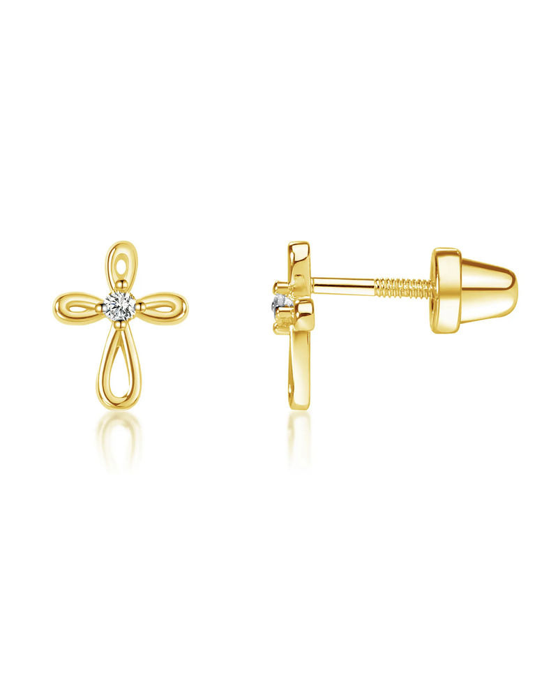 Cherished Moments Infinity Cross Earrings { 14K Gold Plated}
