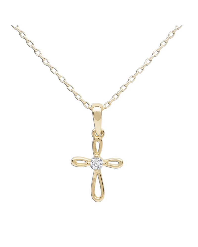 Cherished Moments Infinity Cross Necklace { 14K Gold Plated}