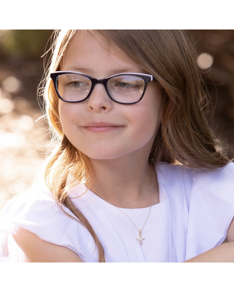 Cherished Moments Infinity Cross Necklace { 14K Gold Plated}