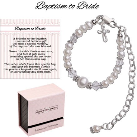 Cherished Moments Baptism to Bride Baby Cross Bracelet {S. Silver}