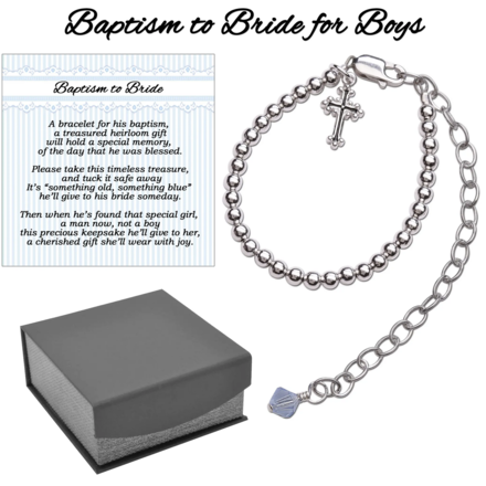 Cherished Moments Boy's Baptism to Bride Baby Cross Bracelet {S. Silver}