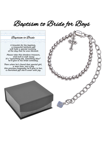 Cherished Moments Boy's Baptism to Bride Baby Cross Bracelet {S. Silver}