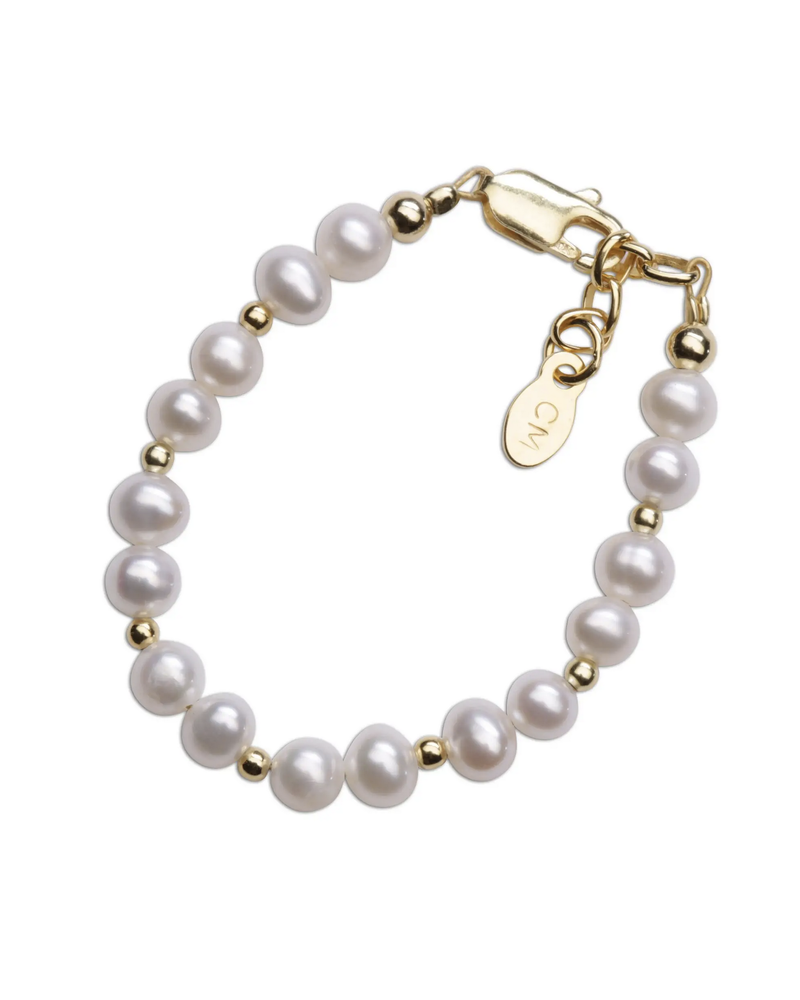 Cherished Moments Brynn Pearl/Gold Bead Bracelet {14K Gold Plated}