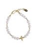 Cherished Moments Cross & Pearl Bracelet {14K Gold Plated}