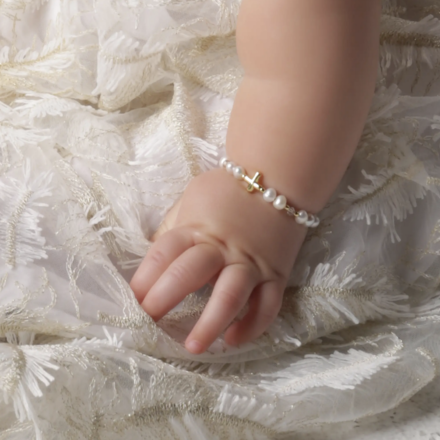 Cherished Moments Cross & Pearl Bracelet {14K Gold Plated}