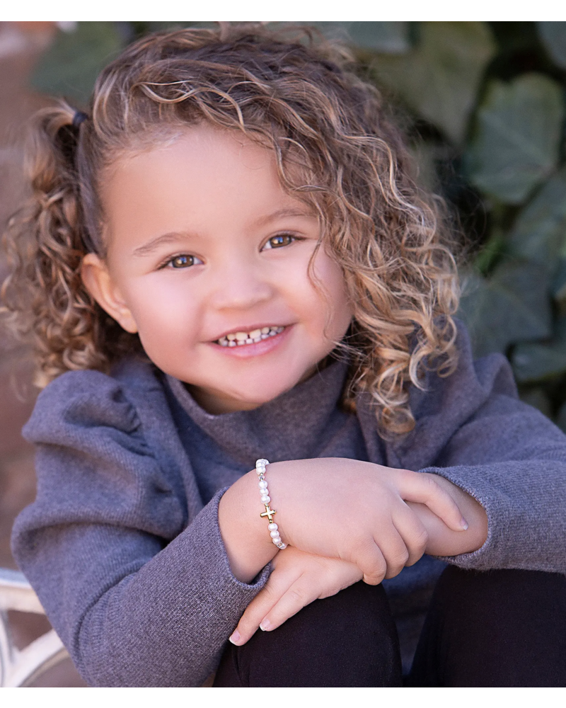 Cherished Moments Cross & Pearl Bracelet {14K Gold Plated}