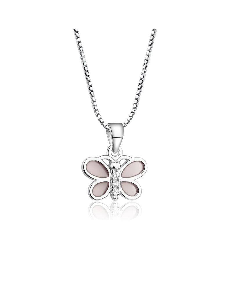 Cherished Moments Pink Butterfly Necklace {S. Silver/14"}