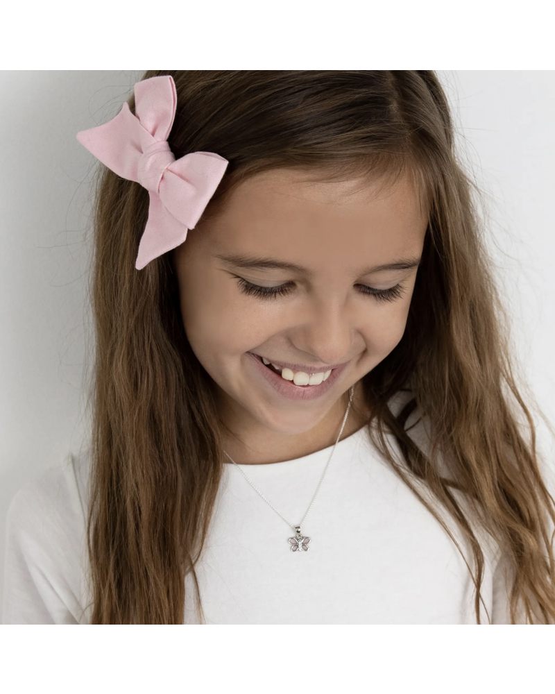 Cherished Moments Pink Butterfly Necklace {S. Silver/14"}