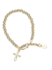 Cherished Moments Gold Bead & Cross Bracelet {14K Gold Plated}