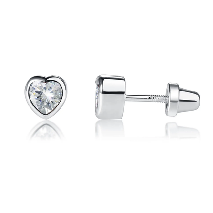 Cherished Moments Heart Birthstone Earrings {S. Silver}