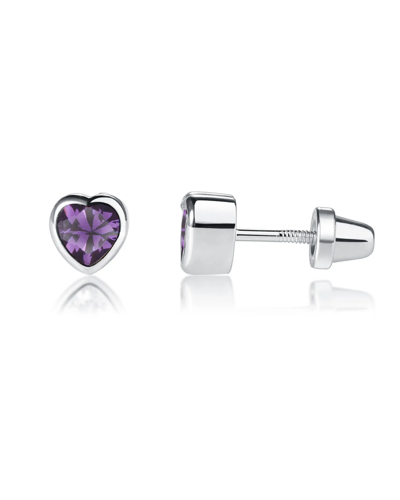 Cherished Moments Heart Birthstone Earrings {S. Silver}