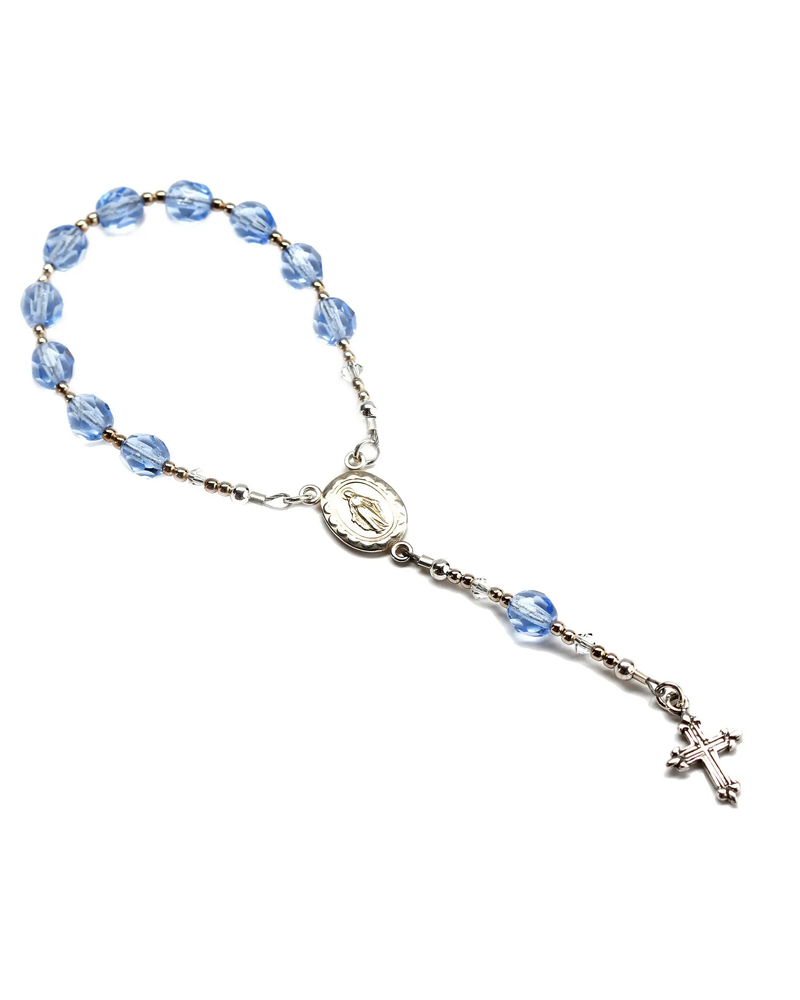 Cherished Moments Baby Rosary Baptism Christening Gift {Blue/S.Silver}