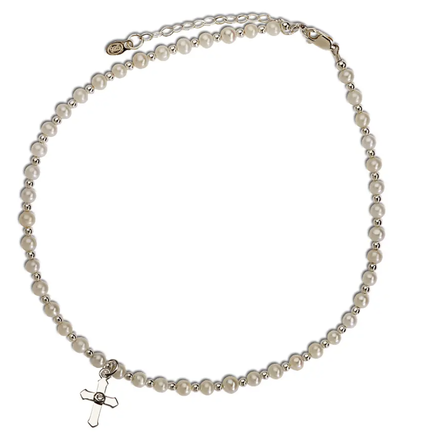 Cherished Moments First Communion Cross Necklace {S. Silver/14"}