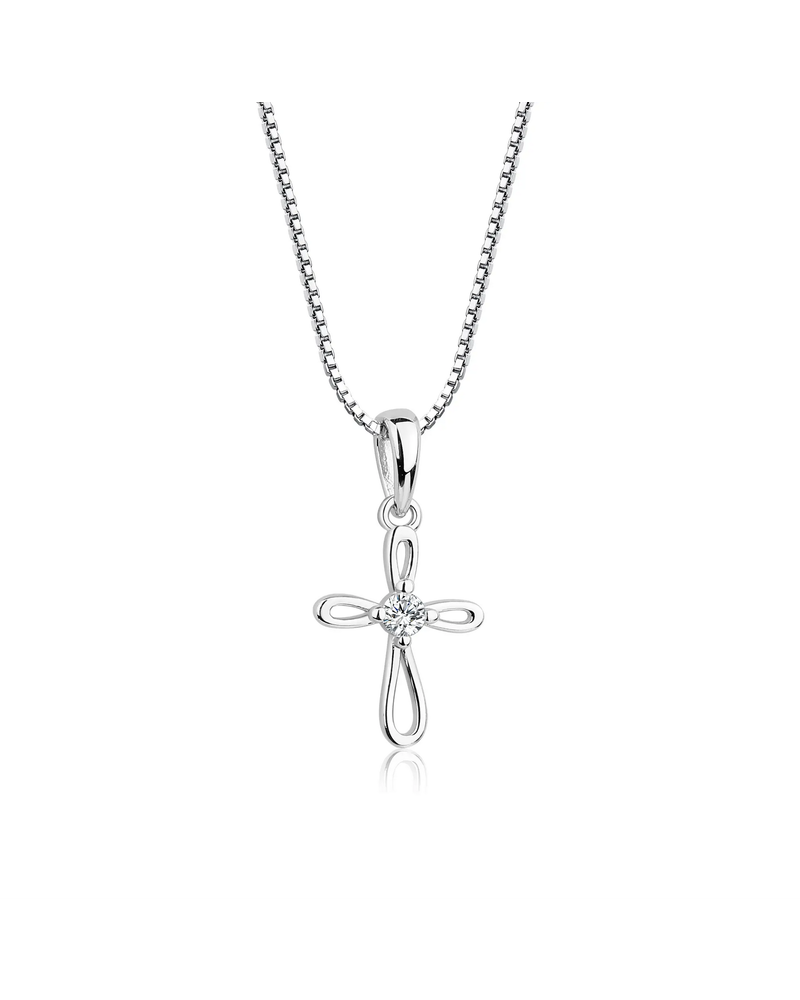 Cherished Moments Infinity Cross Necklace {S. Silver/14"}