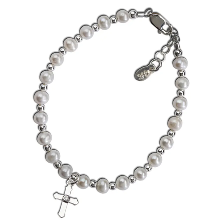 Cherished Moments First Communion Cross Bracelet {S. Silver/6-12yrs}