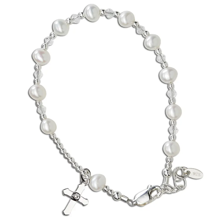 Cherished Moments First Communion Rosary Bracelet {S. Silver/6-12yrs}