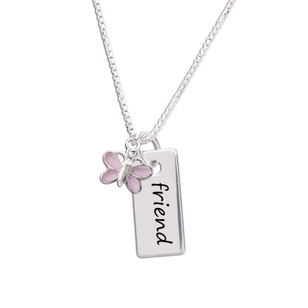 Cherished Moments Girls Friend Bar Necklace for BFF {S. Silver/14"}