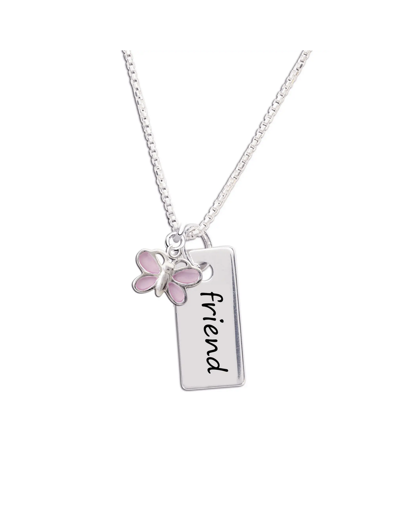 Cherished Moments Girls Friend Bar Necklace for BFF {S. Silver/14"}