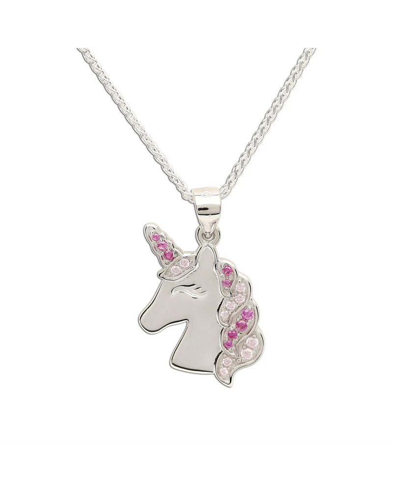 Cherished Moments Pink Unicorn Necklace {S. Silver/14"}