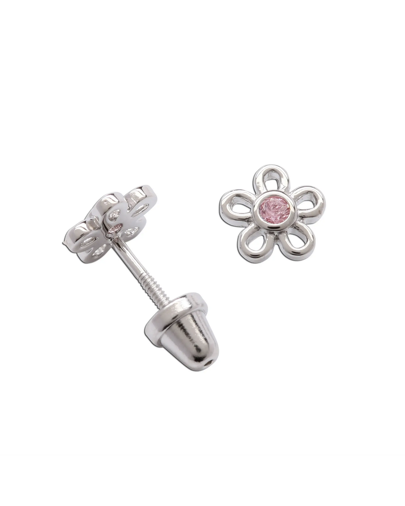 Cherished Moments Pink Daisy Earrings {S. Silver}