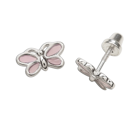 Cherished Moments Pink Butterfly Earrings  {S. Silver}
