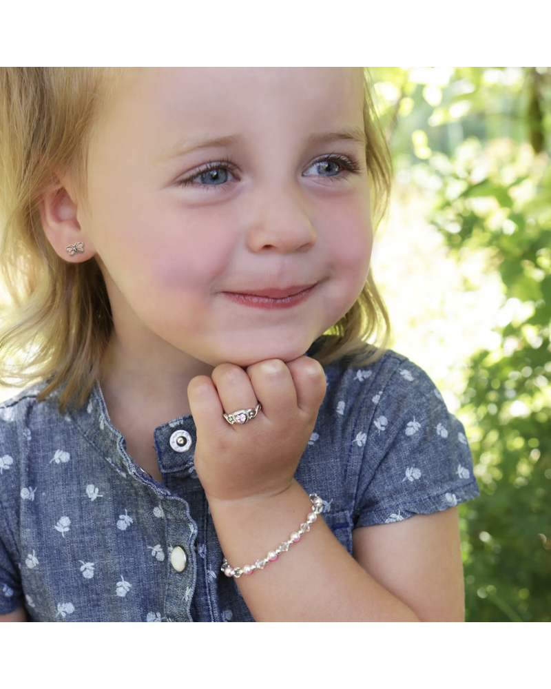 Cherished Moments Pink Butterfly Earrings  {S. Silver}