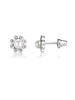 Cherished Moments White Pearl Button Earrings  {S. Silver}