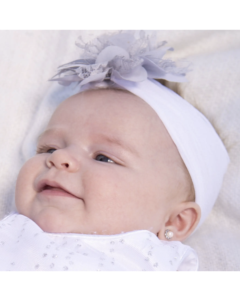 Cherished Moments White Pearl Button Earrings  {S. Silver}