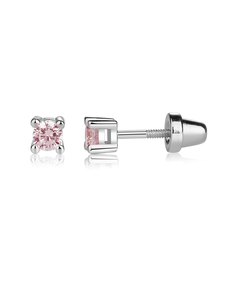 Cherished Moments Pink CZ Crystal Earrings {S. Silver}