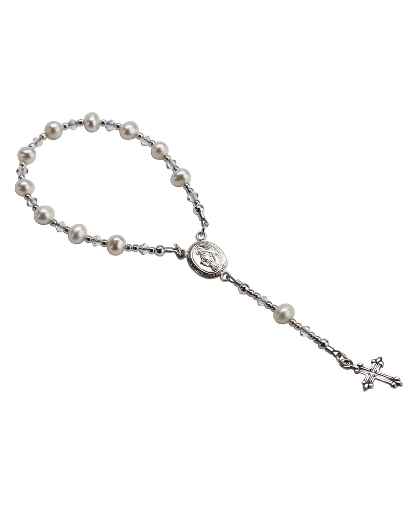 Cherished Moments Baby Rosary Baptism Christening Gift {White/S.Silver}