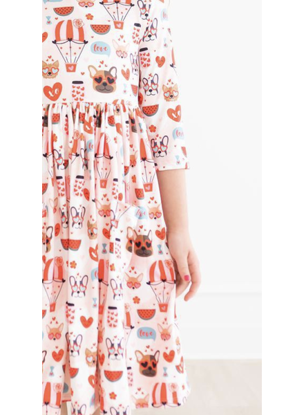 Mila and Rose Puppy Love 3/4 Sleeve Pocket Twirl Dress {}